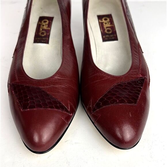 NWOB GALO Italy Classic Leather Burgundy Heels Pumps Shoes size 39 1/2 US 8,5 - Picture 8 of 15